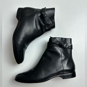 Alexandre Birman Clarita Leather Bow Chelsea Black Boot Size 37.5 | 7.5 US